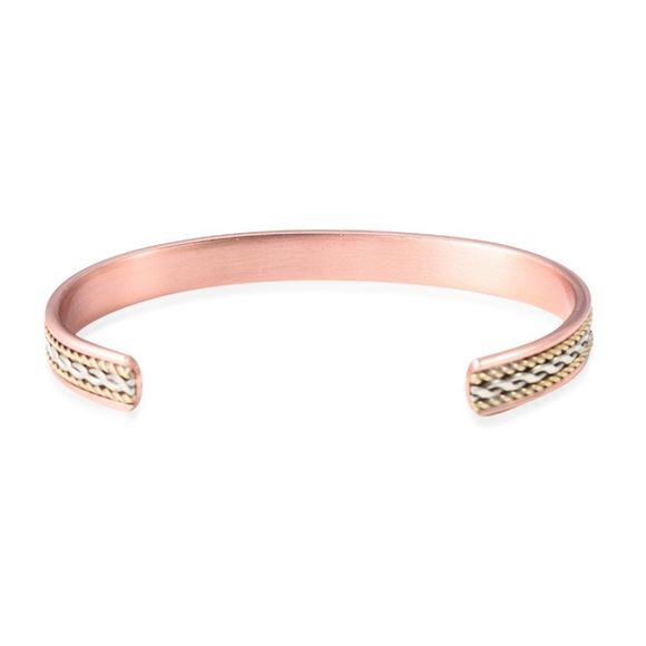 Chain Pattern Adjustable Cuff Bracelet in Rosetone (6.50 In) - Picture 4 of 5